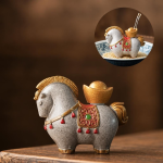 Tea Pet Pferd mit Farbwechsel — Mit goldbrauner Schale