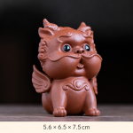 Tea Pet Pixiu aus violettem Ton — Geflügelt ohne Schale, rosébraun