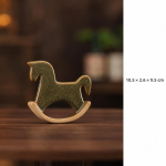 Tea Pet Schaukelpferd aus Keramik — Olivbraun mit goldenen Sprenkeln