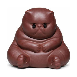 Tea Pet Sitzende Katze aus violettem Ton