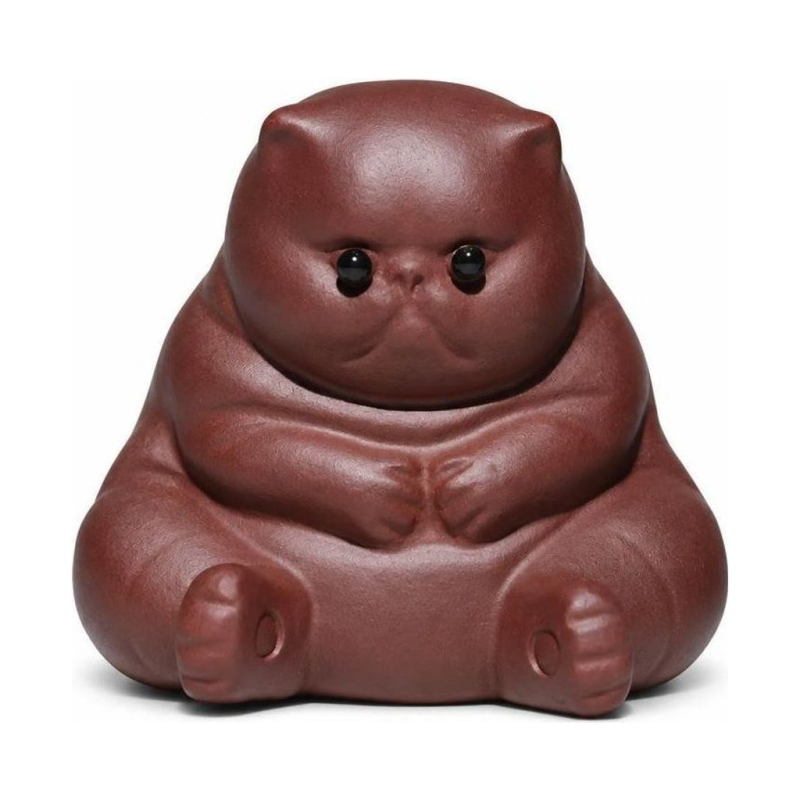 Tea Pet Sitzende Katze aus violettem Ton