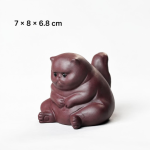 Tea Pet Sitzende Katze aus violettem Ton