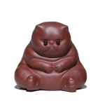 Tea Pet Sitzende Katze aus violettem Ton — Rotbraun