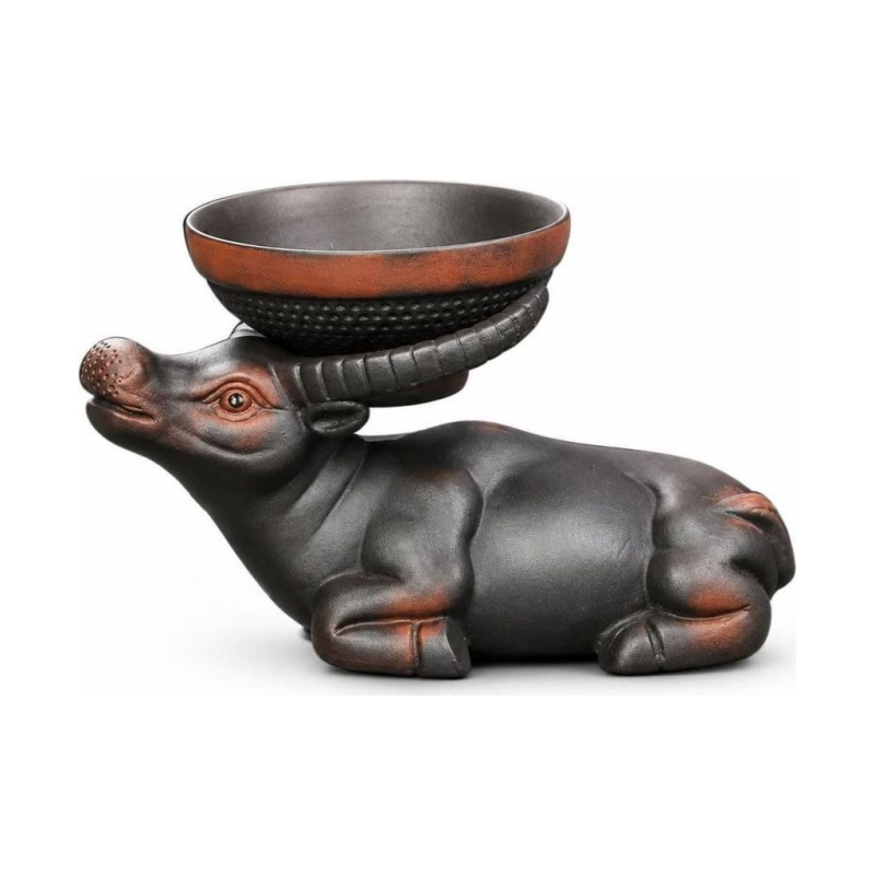 Tea Pet Stier als Teefilter aus violetter Keramik