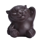 Tea Pet Tiger aus violettem Ton in vier Posen