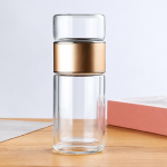 Teeflasche mit Teefilter aus Borosilikatglas — Dunkles Bronze-Gold