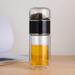 Teeflasche mit Teefilter aus Borosilikatglas — Schwarz