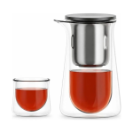 Teekanne mit Tasse aus Borosilikatglas und Filter