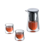 Teekanne mit Tasse aus Borosilikatglas und Filter