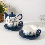 Teekanne mit Tasse für 1 Person mit Blumendekor
