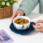 Teekanne mit Tasse für 1 Person mit Blumendekor