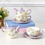Teekanne mit Tasse für 1 Person mit Blumendekor