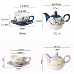 Teekanne mit Tasse für 1 Person mit Blumendekor