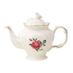 Teekanne oder Porzellantasse mit Untertasse im Blumenmotiv