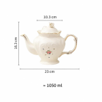 Teekanne oder Porzellantasse mit Untertasse im Blumenmotiv — Teekanne 1.050 ml, mehrfarbiger Blumenstrauß