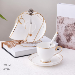 Teeservice aus Bone China mit Goldrand — 2 Tassen mit Halter