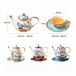Teeservice aus Porzellan mit Pfauenmotiv und Blumen