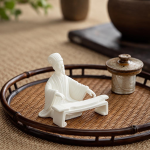 Teetier-Figur aus Keramik in langen Gewändern