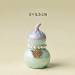 Teetier in Kürbisform mit Kristallglasur — Flieder, violetter Schmetterling, 3 × 5,5 cm