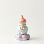 Teetier in Kürbisform mit Kristallglasur — Koralle, 8 × 5 cm
