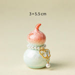 Teetier in Kürbisform mit Kristallglasur — Koralle, blau-goldener Schmetterling, 3 × 5,5 cm