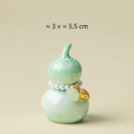 Teetier in Kürbisform mit Kristallglasur — Mintgrün, Blattanhänger, 3 × 5,5 cm