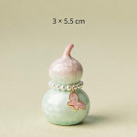 Teetier in Kürbisform mit Kristallglasur — Zartrosa, rosafarbener Schmetterling, 3 × 5,5 cm