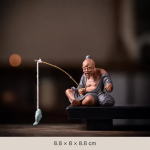 Teetier Jiang Taigong und Teesieb aus violettem Ton — Sitzender Fischer