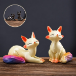 Thermochromes Fuchs-Tea-Pet aus Keramik — Duo sitzend und liegend