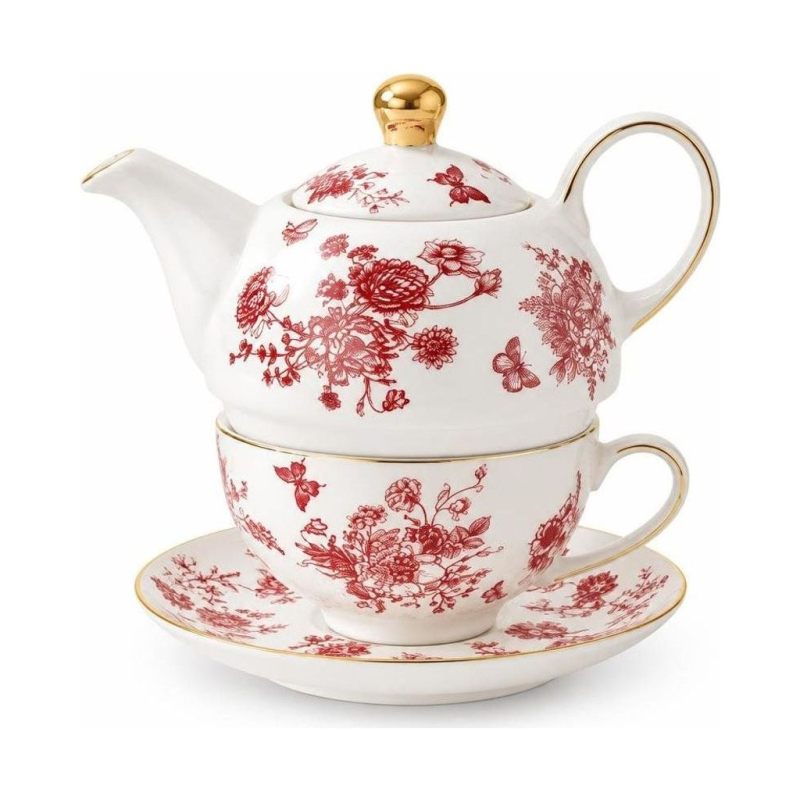 Vintage-Teeservice aus feinem Porzellan mit Blumenmotiv